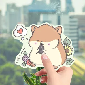 Autocollant mural lumineux hamster kawaii mignon detail avec joli design d'animal.