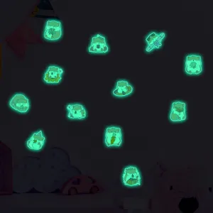 Stickers muraux mignons de hamster phosphorescents autocollants d'animaux de dessin animé