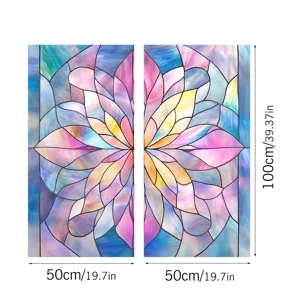 Decorative stained glass window film static cling floral pattern privacy sticker for home decor