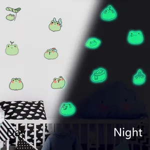 Autocollants muraux mignons grenouille phosphorescents stickers animaux kawaii pour chambre enfant