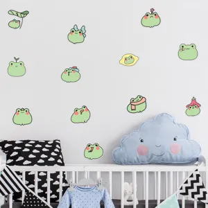 Adhésifs muraux mignons grenouille dessin animé pour chambre d'enfant, stickers lumineux.