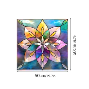 Stained glass window film static PVC decorative flower sticker 50x50cm home glass decor