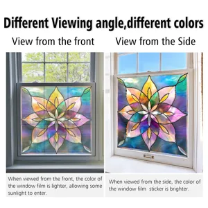 Stain glass window film static cling decorative colorful floral home window privacy sticker