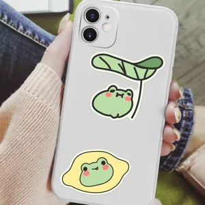 Coque de téléphone mignonne motif grenouille de dessin animé avec feuille de lotus, souple et claire.