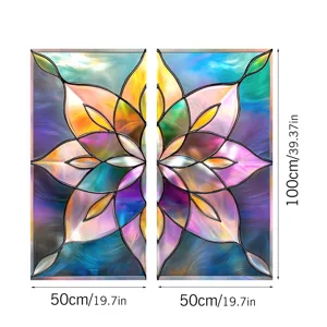 Stained glass window film decorative floral static cling sticker privacy glass film
