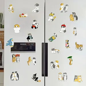 Adorables autocollants de chats de dessin animé, jolis décalcomanies PVC pour réfrigérateur et mur.