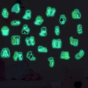 Autocollants muraux chat lumineux phosphorescents mignons autocollants animaux dessin animé.