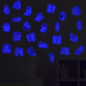 Stickers muraux chat mignon luminescents, autocollants animaux fluorescents chambre enfant.