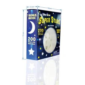 Glow in the dark stars and moon box detail showing dimensions and packaging layout.