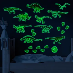 Autocollants muraux dinosaures luminescents pour decoration de chambre d'enfants, stickers.
