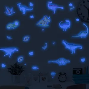 Stickers muraux dinosaures phosphorescents, autocollants mignons pour chambre d'enfant et deco.