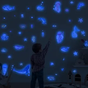 Stickers muraux animaux marins lumineux autocollants océan phosphorescents chambre enfant