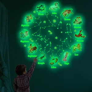 Stickers muraux phosphorescents 12 constellations vert lumineux deco chambre enfant