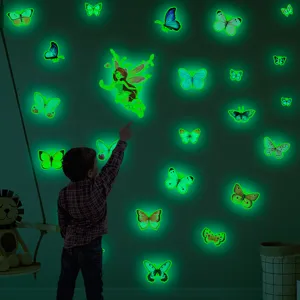 Autocollants muraux fée papillon phosphorescents chambre d'enfant décoration lumineuse.