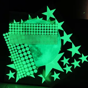Stickers muraux lumineux dans le noir lune etoiles fluorescents PVC DIY decoration detail