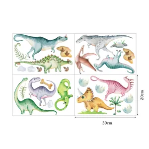 Jolis stickers muraux dinosaures aquarelle pour chambre d'enfant, autocollant decoratif.