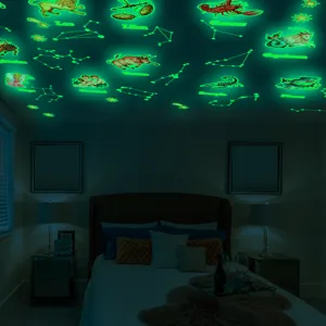 Stickers muraux phosphorescents zodiaque, décoration de plafond fluorescente verte.