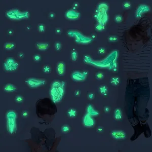 Stickers muraux animaux marins phosphorescents chambre d'enfant décoration lumineuse