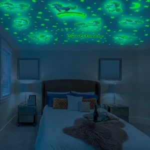 Adesivi da parete unicorno luminosi stelle splendenti decalcomanie soffitto bambini