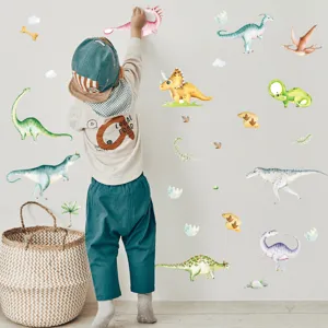 Adorables autocollants muraux dinosaures pour chambre d'enfant, stickers muraux lumineux.
