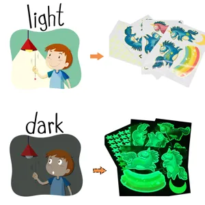 Adesivi murali unicorno luminoso brillano al buio decorazione camera bambini stelle