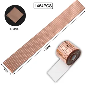 Rouleau de mosaïque miroir en verre or rose 5x5mm 1464pcs autocollant décoration murale