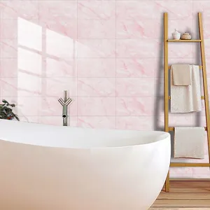 Autocollant de carrelage en marbre rose étanche texture de cristal pour déco murale