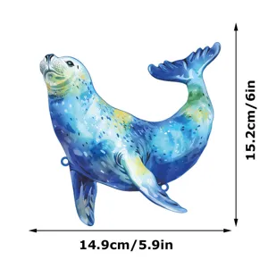 Metal seal wall hanging decor ocean animal iron art pendant 15.2x14.9cm for home decor