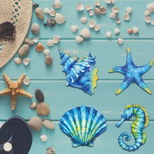Metal marine wall hanging decor seashell starfish seahorse home wall art detail