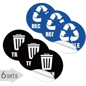 Dettagli adesivi raccolta differenziata pattumiera, set etichette vinile impermeabili.
