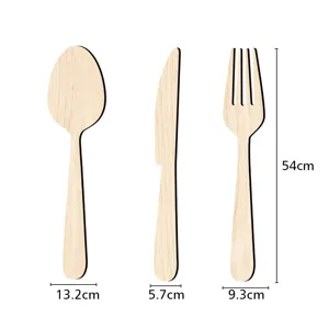 Ensemble d'autocollants muraux en bois couteau fourchette 5mm tilleul déco cuisine