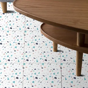 Self-adhesive terrazzo floor sticker waterproof decorative tile sticker for home decor.