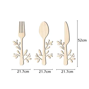 Ensemble de décoration murale en bois couverts cuisine art suspendu fourchette 52cm