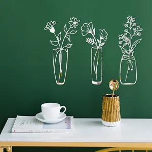3D Acrylic Mirror Wall Sticker Flower Vase Art Decals Home Wall Decor Detail View