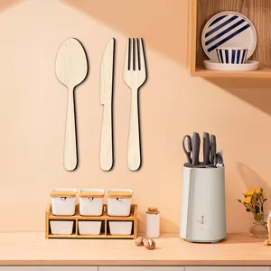 Décoration murale de coutellerie en bois 3D cuisine suspendue cuillère couteau fourchette