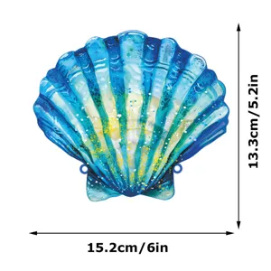 Metal seashell wall decor blue watercolor marine theme art hanging size 15.2x13.3cm