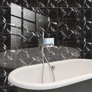 Autocollant de carrelage texture marbre noir mur de salle de bain film cristal étanche