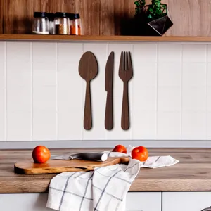 Décoration murale de cuisine en bois cuillère couteau fourchette kit en bois rustique