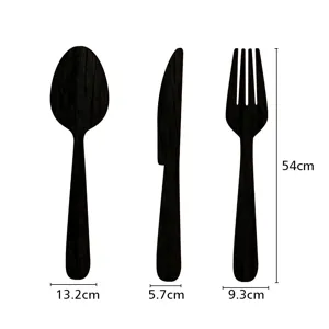 Créatif 3D vaisselle en bois fourchette cuillère autocollant mural cuisine dimension