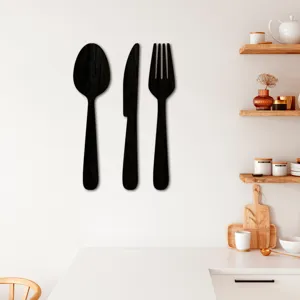 Décoration murale de couverts en bois cuillère couteau fourchette lot de 3 pour cuisine
