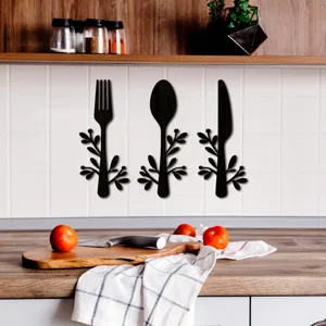 Ensemble art mural couverts de cuisine en bois fourchette cuillère couteau 3pcs