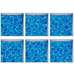 Water ripple anti-slip bathtub stickers, set of 6 square bathroom safety mats for home.