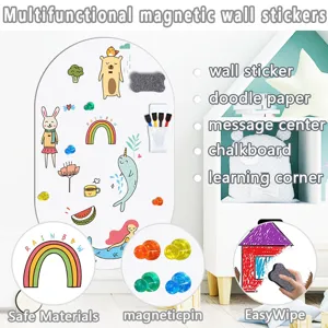 Vielseitiger magnetischer Wandaufkleber mit Tafelfläche für Kinder zum Lernen und Malen.