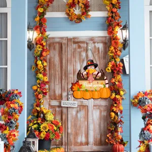 Thanksgiving turkey wooden hanging sign autumn porch decoration festival party door sign 1 pcs