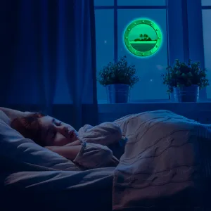 Luminous porthole wall sticker glow in the dark tropical island fake window home decor.