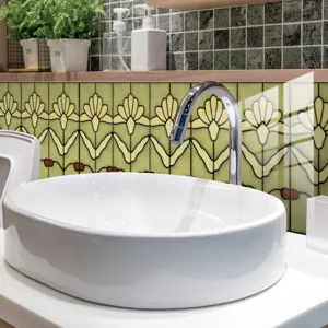 Adesivo per piastrelle retro floreale impermeabile carta da parati adesiva cucina bagno