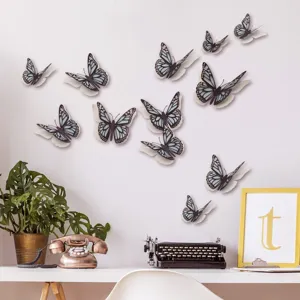 3D holle parelglans papier vlinder muurstickers voor uw huisdecoratie DIY 12 stuks