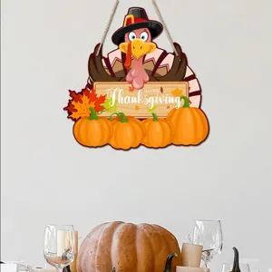 Thanksgiving turkey wooden hanging sign decorative plaque for autumn holiday party decor
