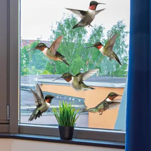 Adesivo per vetri in vetro statico bifacciale colibri anti-collisione pellicola PVC decoro