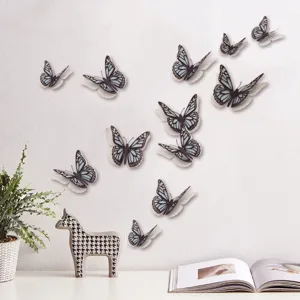 3D holle parelmoer papier vlinder muurstickers voor huisdecoratie bruiloft feest decor.